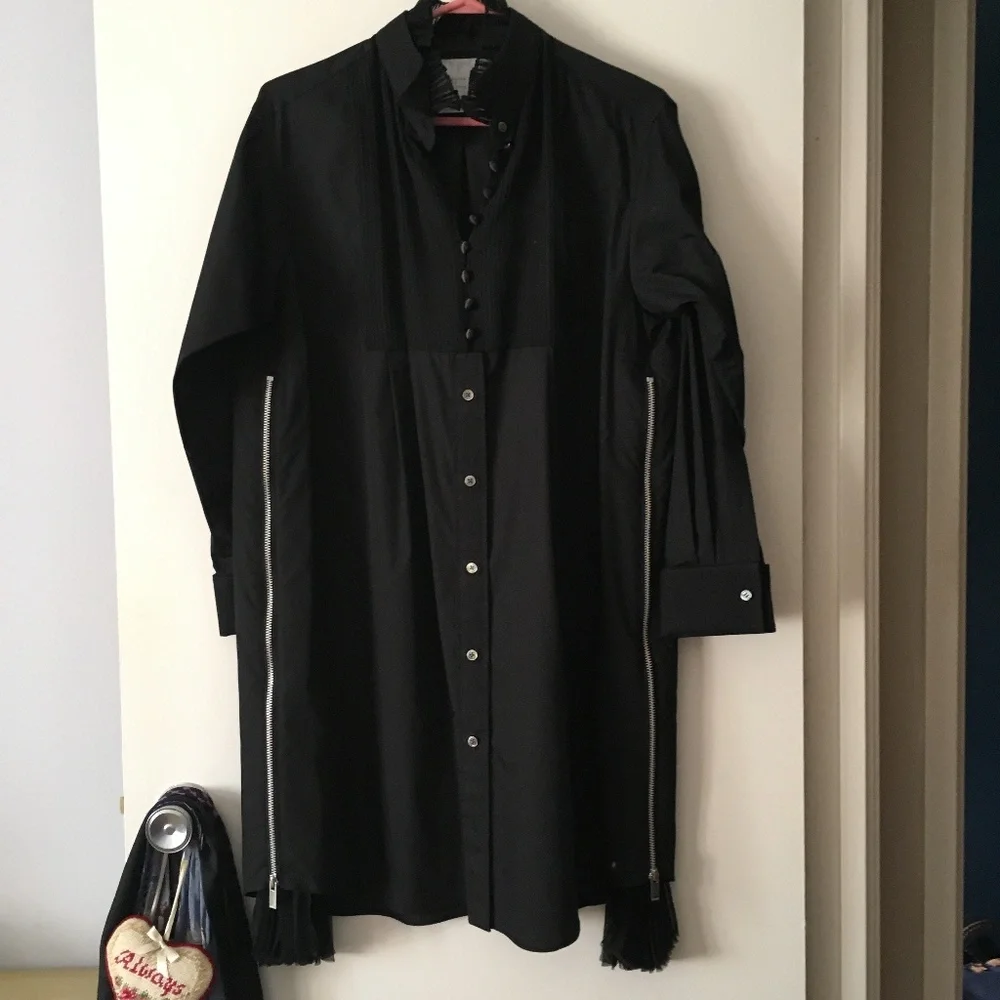 New Gorgeous SACAI Black Zipper Shirt Dress 2 - Picture 1 of 8